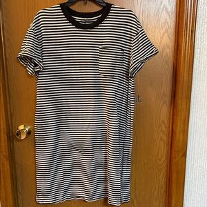 Time and Tru Black and White Striped T-Shirt Dress